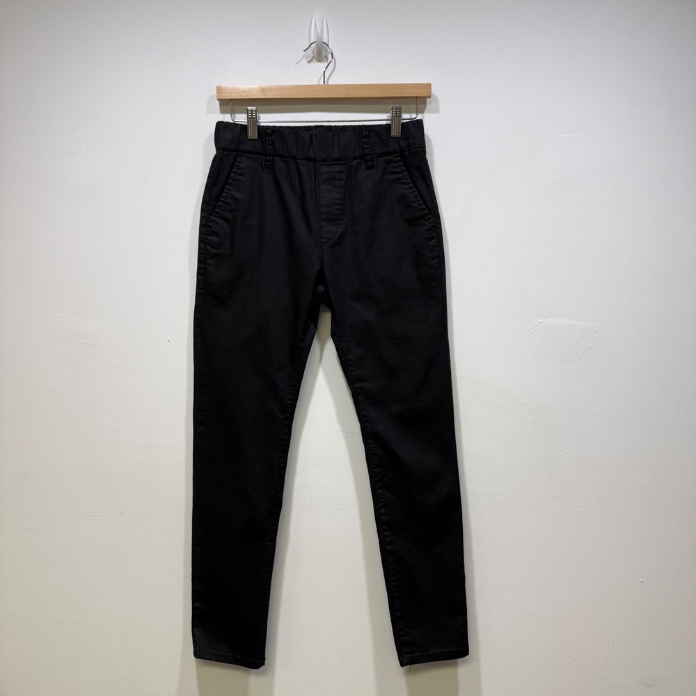 Flog Womens Pinstripe Black Stretch Cotton Tapered Pull On Pants Size 25